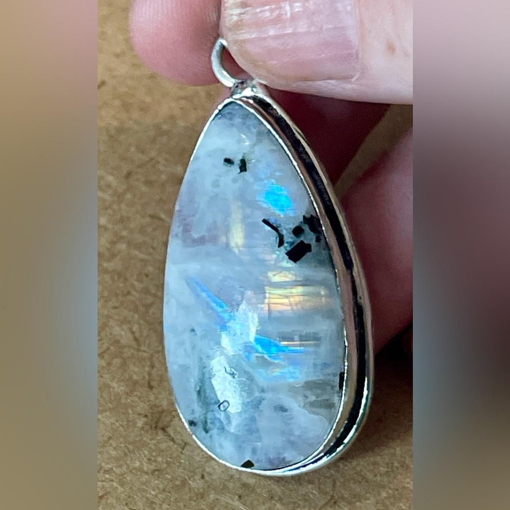 Flashy Rainbow moonstone - 925 plated/stamped